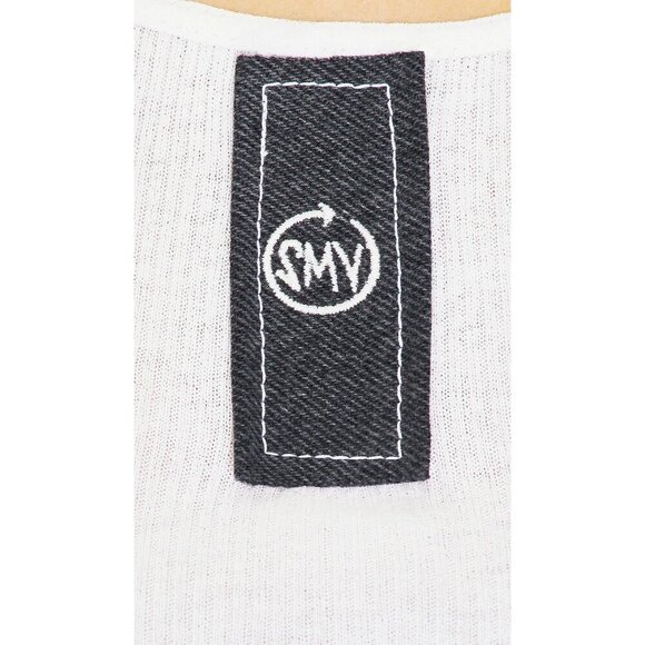 SAMI MIRO VINTAGE Scrap Tank in White & Black Medium New Womens Sleeveless Top - Picture 3 of 13